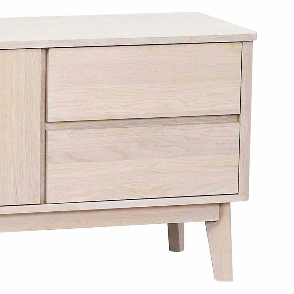 Wohnen Eiche Massivholz TV Schrank in White Wash - Navassa