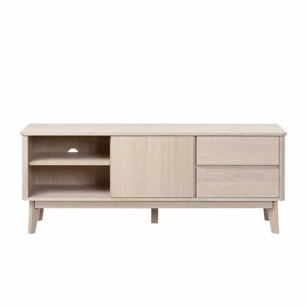 Wohnen Eiche Massivholz TV Schrank in White Wash - Navassa