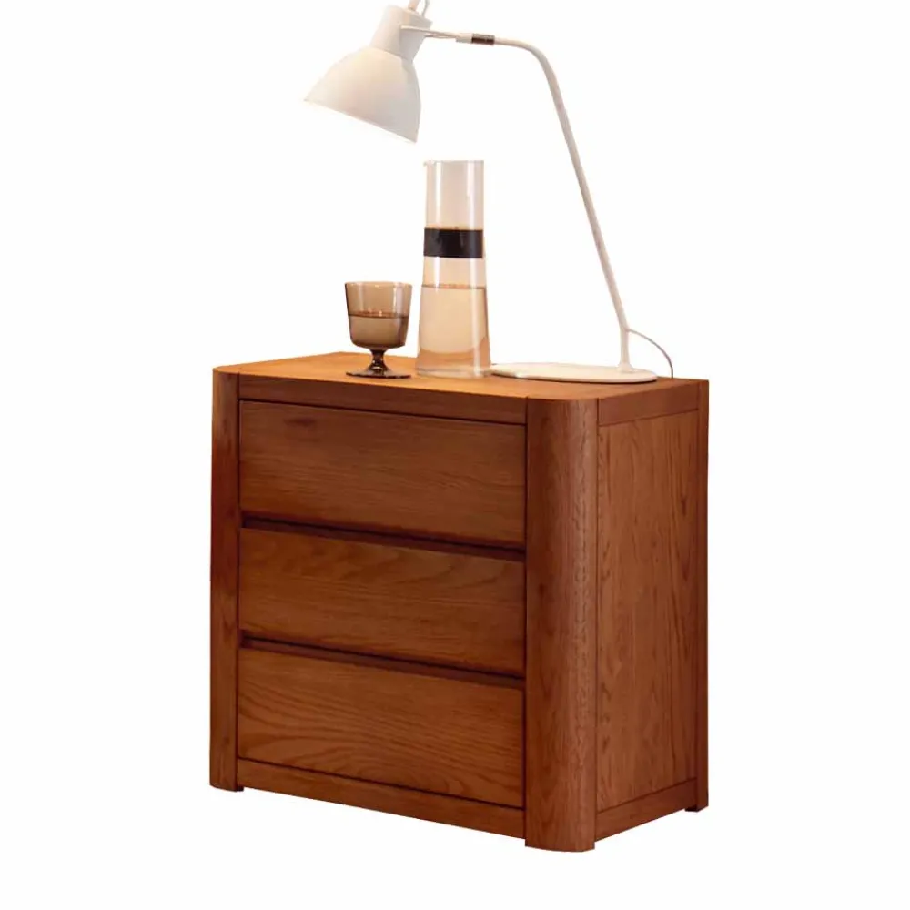 Wohnen Eiche Nachtkommode Chestra mit drei Schubladen