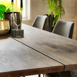 Wohnen Küchen-Essgruppen|Esszimmer Komplett*Eiche Rauchfarben Tisch & 6 Stühle Namac in Dunkelgrau (siebenteilig)