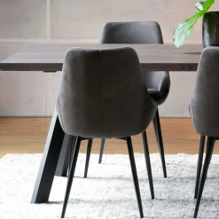 Wohnen Küchen-Essgruppen|Esszimmer Komplett*Eiche Rauchfarben Tisch & 6 Stühle Namac in Dunkelgrau (siebenteilig)