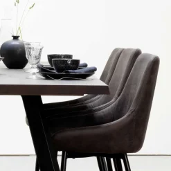 Wohnen Küchen-Essgruppen|Esszimmer Komplett*Eiche Rauchfarben Tisch & 6 Stühle Namac in Dunkelgrau (siebenteilig)