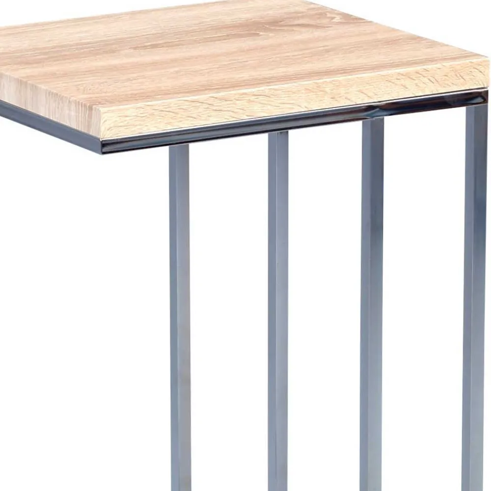 Wohnen Eiche Sonoma Beistelltisch Balanza mit Bügelgestell verchromt