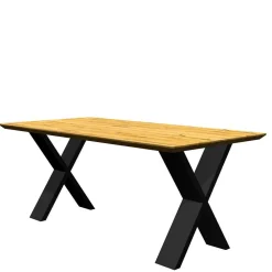 Wohnen Schwarze Möbel|Naturholzmöbel*Eiche Tisch mit Schweizer Kante und X-Füßen - Tablona