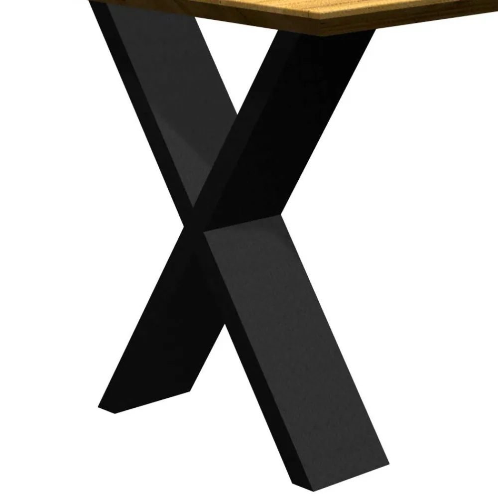 Wohnen Schwarze Möbel|Naturholzmöbel*Eiche Tisch mit Schweizer Kante und X-Füßen - Tablona