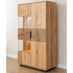 Wohnen Eichenholz Highboard mit Hirnholz Applikation - Deruta
