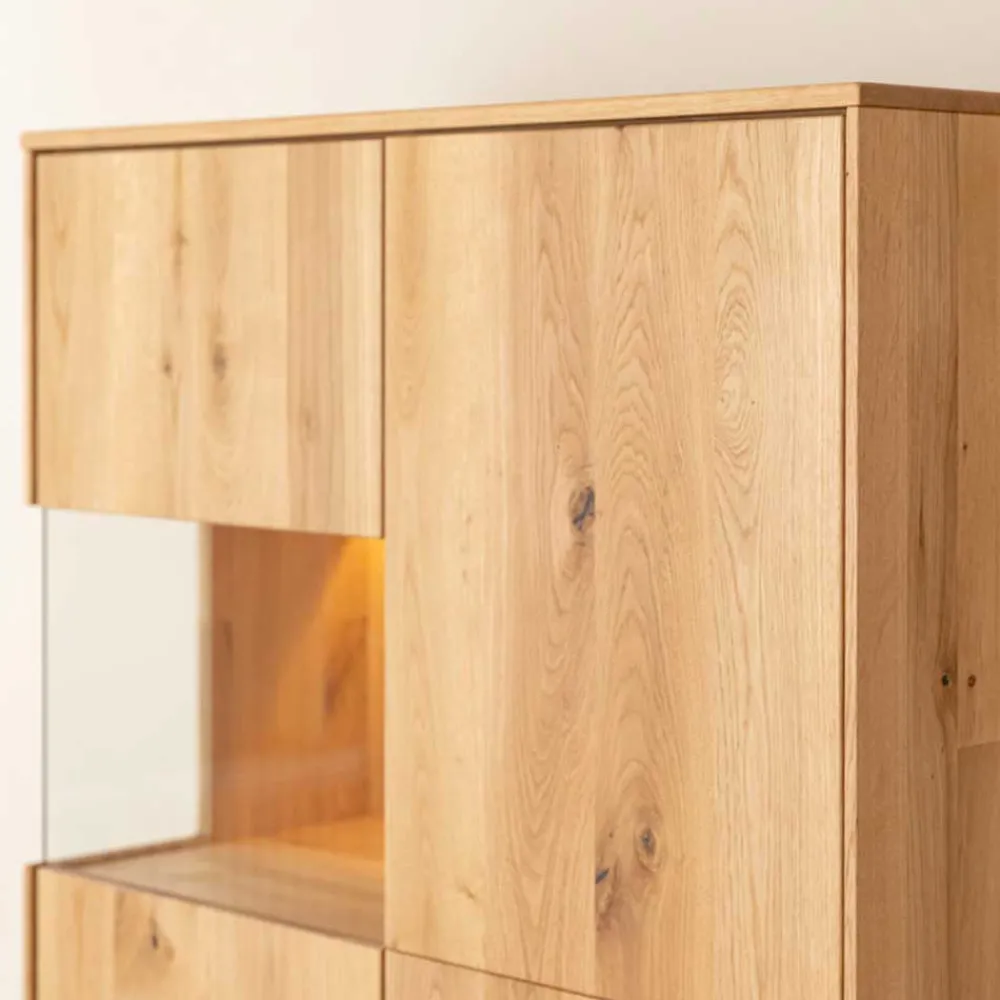 Wohnen Vitrinen|Wohnzimmer-Vitrinen*Eichenholz Highboard Vitrine modern - Judita