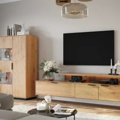 Wohnen Vitrinen|Wohnzimmer-Vitrinen*Eichenholz Highboard Vitrine modern - Judita