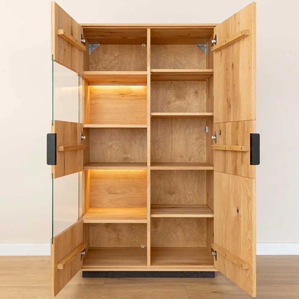 Wohnen Vitrinen|Wohnzimmer-Vitrinen*Eichenholz Highboard Vitrine modern - Judita