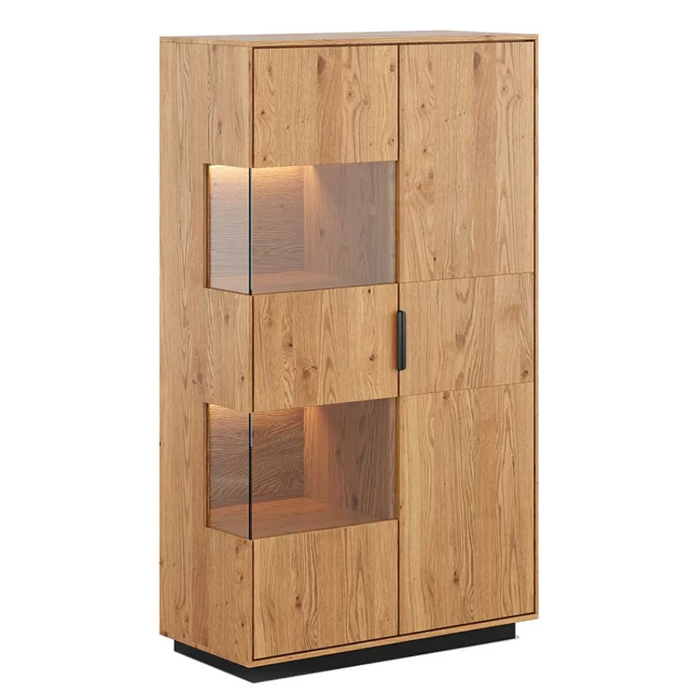 Wohnen Vitrinen|Wohnzimmer-Vitrinen*Eichenholz Highboard Vitrine modern - Judita