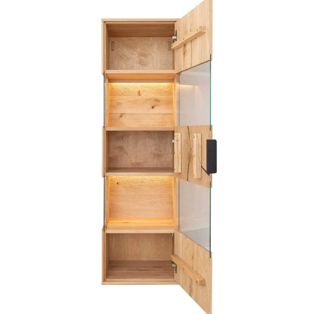 Wohnen Eichenholz Hängevitrine mit Hirnholz Applikation - Deruta