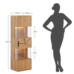 Wohnen Eichenholz Hängevitrine mit Hirnholz Applikation - Deruta