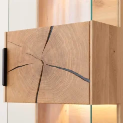 Wohnen Eichenholz Hängevitrine mit Hirnholz Applikation - Deruta