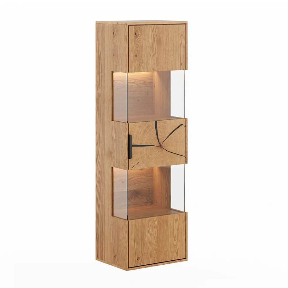 Wohnen Eichenholz Hängevitrine mit Hirnholz Applikation - Deruta