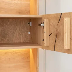 Wohnen Eichenholz Hängevitrine mit Hirnholz Applikation - Deruta