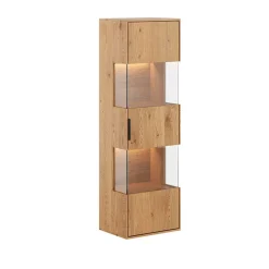 Wohnen Esszimmer-Vitrinen*Eichenholz Hängevitrine mit LED Beleuchtung - Judita