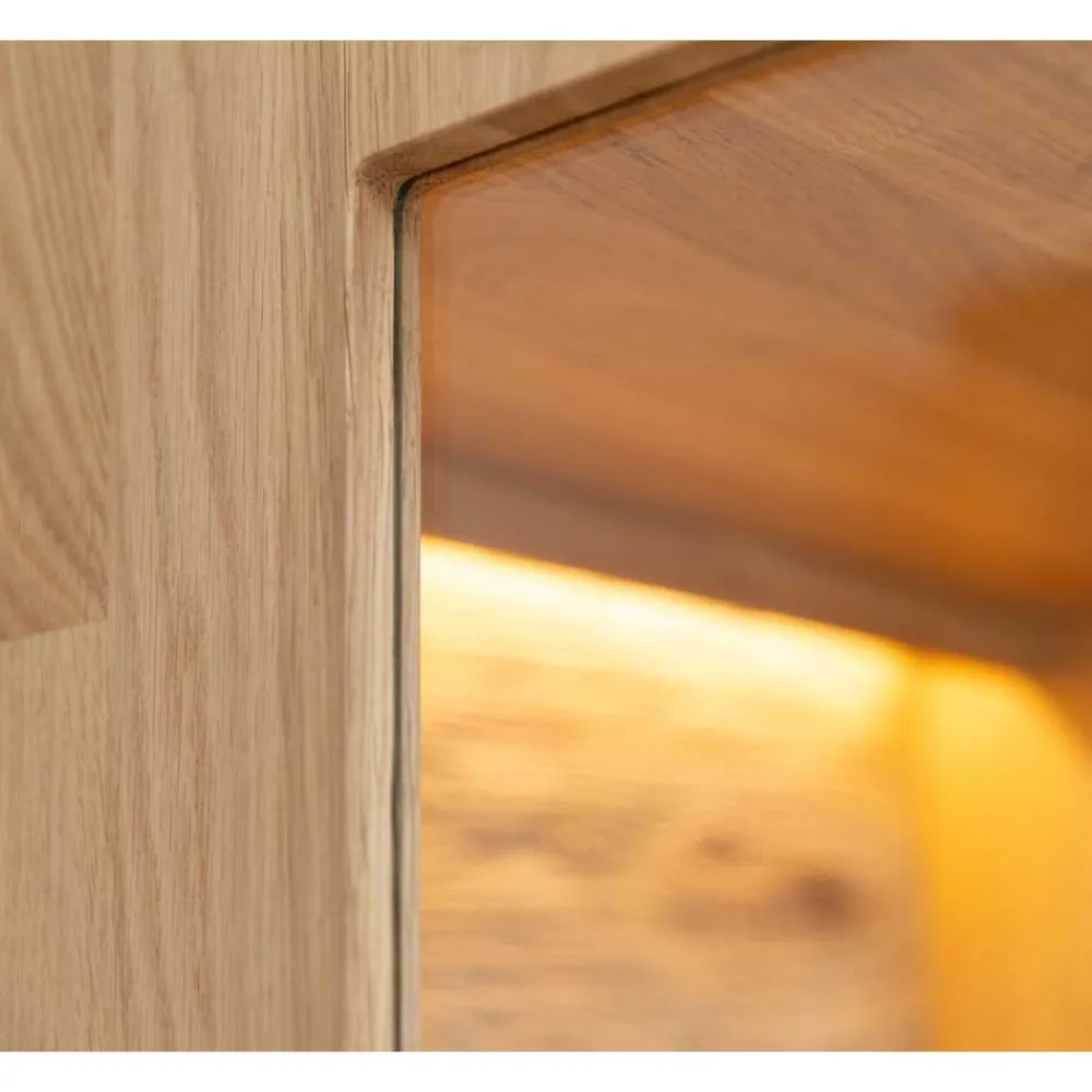 Wohnen Esszimmer-Vitrinen*Eichenholz Hängevitrine mit LED Beleuchtung - Judita