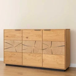 Wohnen Eichenholz Sideboard mit Hirnholz Applikation - Deruta