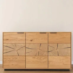 Wohnen Eichenholz Sideboard mit Hirnholz Applikation - Deruta