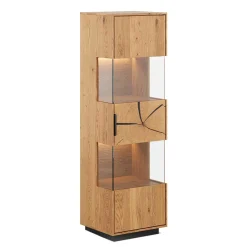 Wohnen Vitrinen|Wohnzimmer-Vitrinen*Eichenholz Vitrine mit Hirnholz Applikation - Deruta