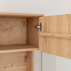 Wohnen Vitrinen|Wohnzimmer-Vitrinen*Eichenholz Vitrine mit Hirnholz Applikation - Deruta