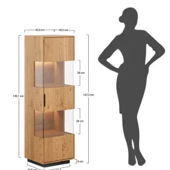 Wohnen Vitrinen|Wohnzimmer-Vitrinen*Eichenholz Vitrine mit LED Beleuchtung - Judita