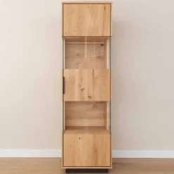 Wohnen Vitrinen|Wohnzimmer-Vitrinen*Eichenholz Vitrine mit LED Beleuchtung - Judita
