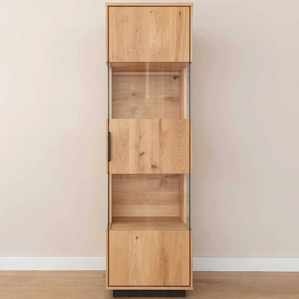 Wohnen Vitrinen|Wohnzimmer-Vitrinen*Eichenholz Vitrine mit LED Beleuchtung - Judita