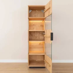 Wohnen Vitrinen|Wohnzimmer-Vitrinen*Eichenholz Vitrine mit LED Beleuchtung - Judita