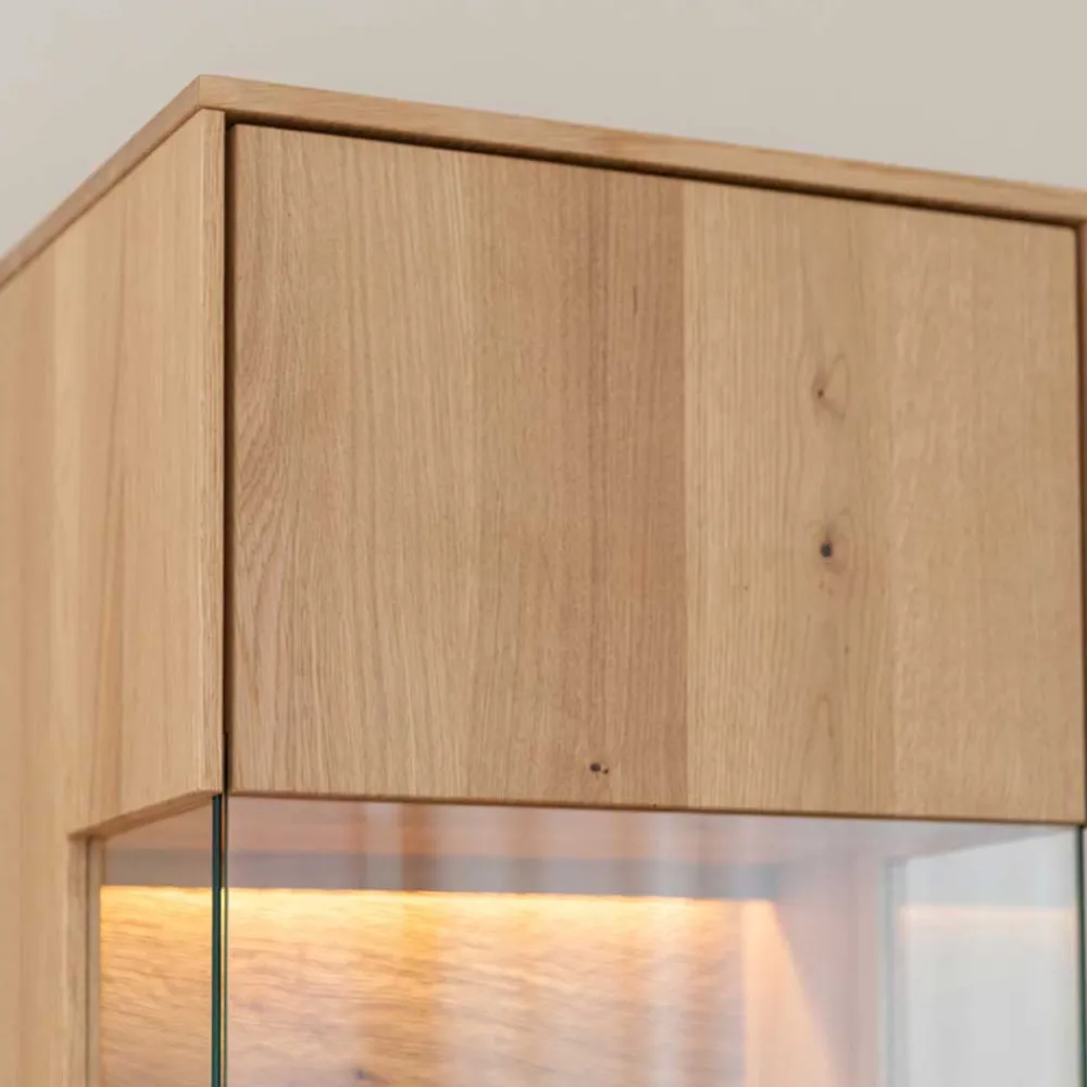 Wohnen Vitrinen|Wohnzimmer-Vitrinen*Eichenholz Vitrine mit LED Beleuchtung - Judita