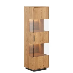 Wohnen Vitrinen|Wohnzimmer-Vitrinen*Eichenholz Vitrine mit LED Beleuchtung - Judita