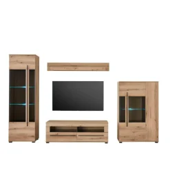 Wohnen Eicheoptik Wohnzimmermöbel Set - Brocus (vierteilig)