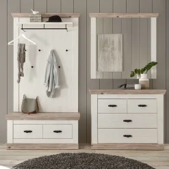 Wohnen Weiße Möbel|Glasmöbel*Einrichtung Diele Möbel Kombi - Nedita (vierteilig)