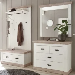 Wohnen Weiße Möbel|Glasmöbel*Einrichtung Diele Möbel Kombi - Nedita (vierteilig)