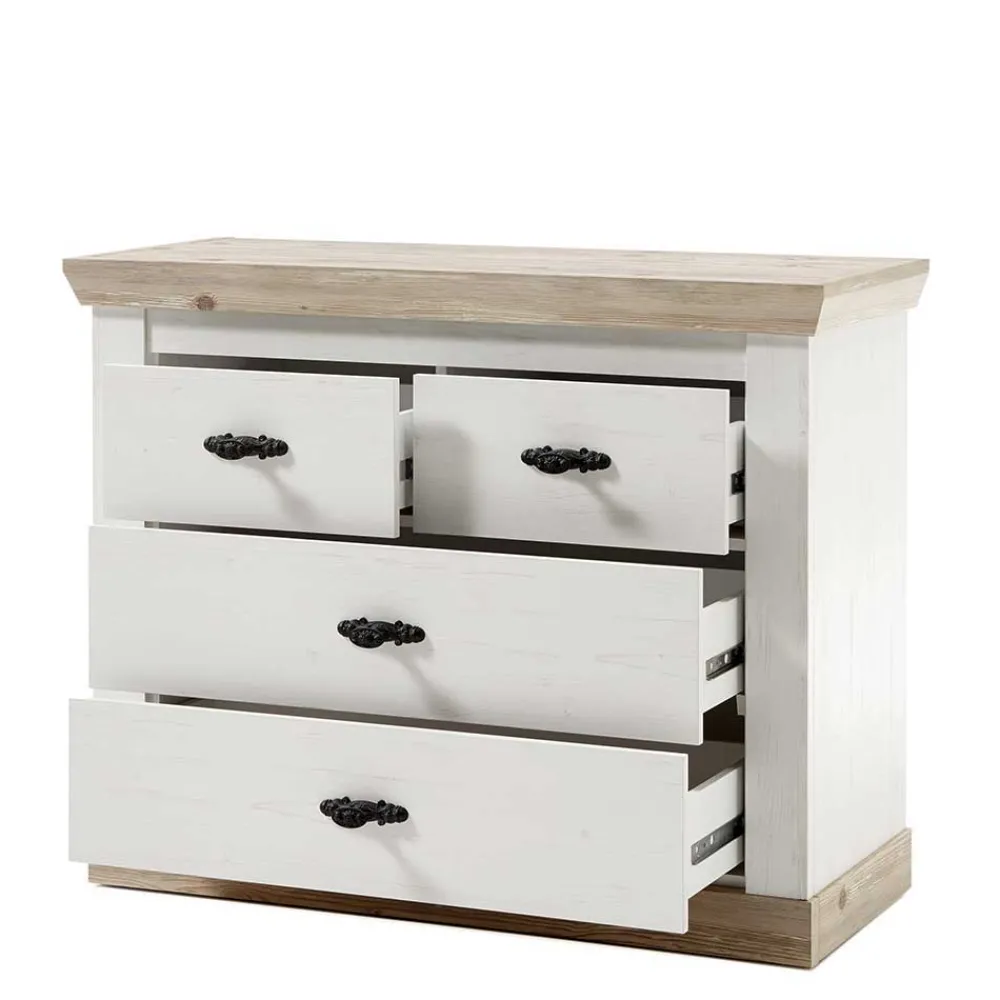 Wohnen Weiße Möbel|Glasmöbel*Einrichtung Diele Möbel Kombi - Nedita (vierteilig)