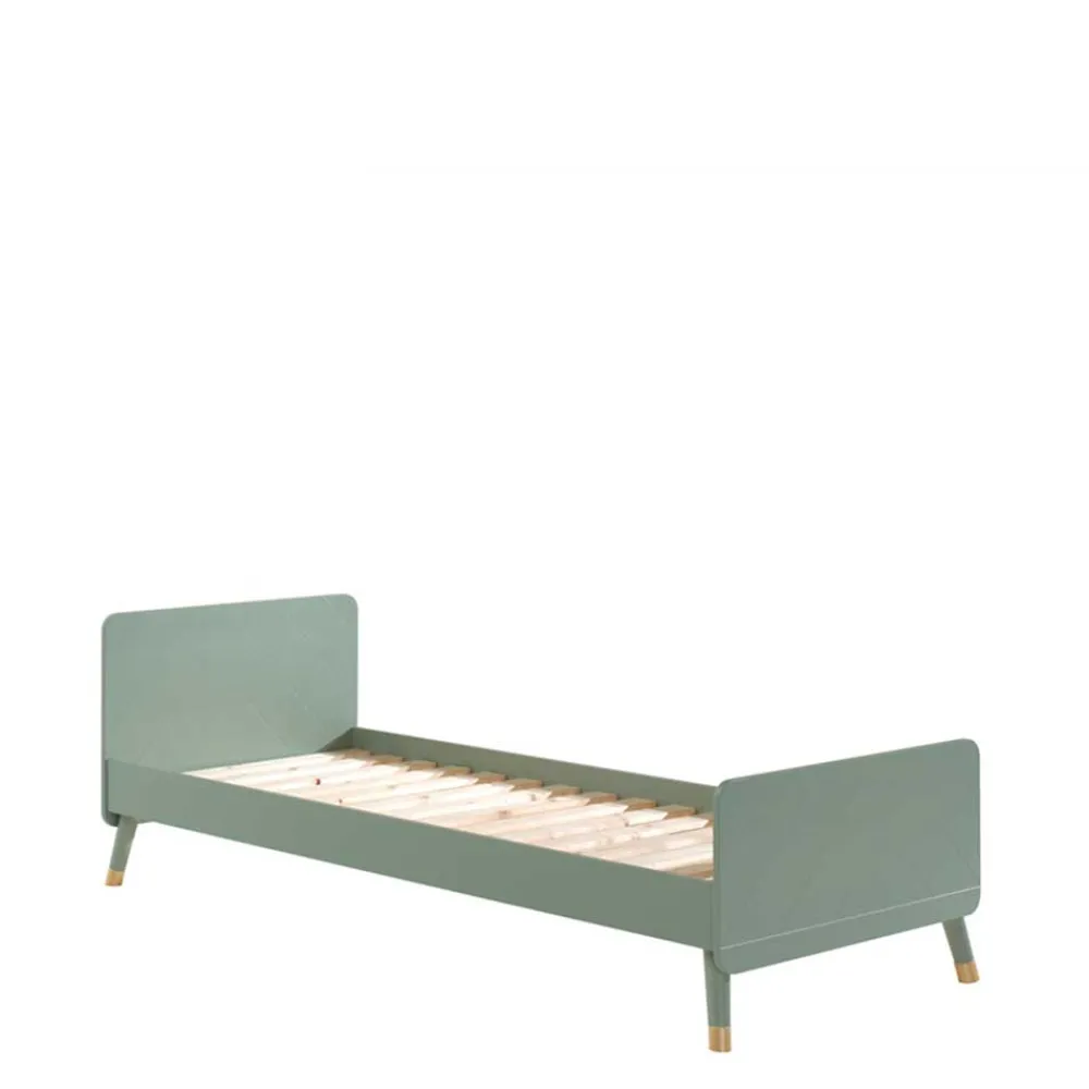 Wohnen Betten|Betten*Einzelbett in Graugrün & Gold - Appoloni (zweiteilig)