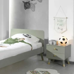 Wohnen Betten|Betten*Einzelbett in Graugrün & Gold - Appoloni (zweiteilig)