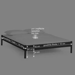 Wohnen Einzelbett Lanuge aus schwarzem Metall (zweiteilig)