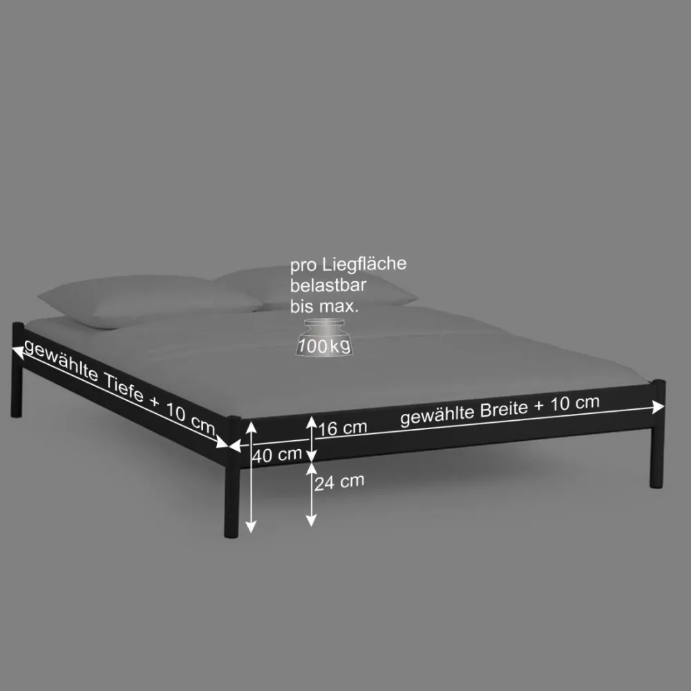 Wohnen Einzelbett Lanuge aus schwarzem Metall (zweiteilig)