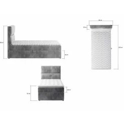 Wohnen Jugendbetten*Einzel-Polsterbett in Dunkelblau - Teriako