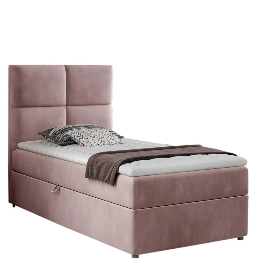 Wohnen Einzel-Stauraumbett in Altrosa Samt - Tea