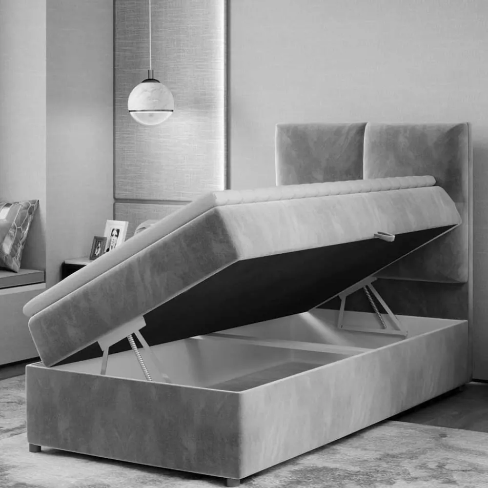 Wohnen Einzel-Stauraumbett in Altrosa Samt - Tea