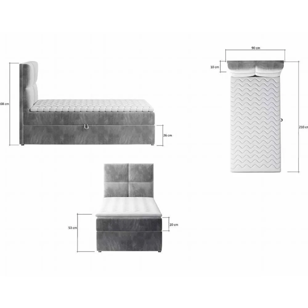 Wohnen Einzel-Stauraumbett in Altrosa Samt - Tea