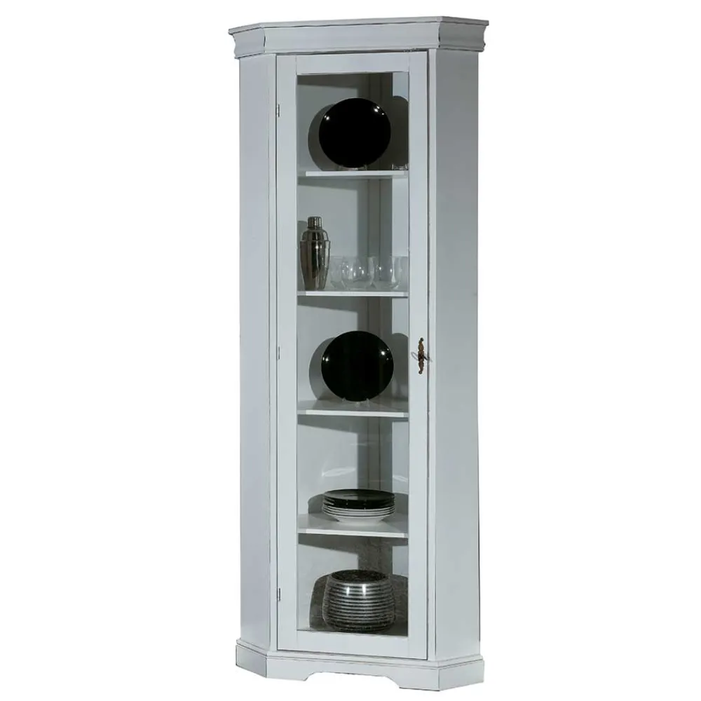Wohnen Vitrinen|Wohnzimmer-Vitrinen*Elegante Eckvitrine im Vintage Landhaus Look - Zarinas