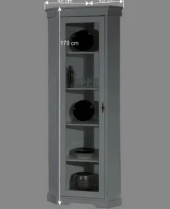 Wohnen Vitrinen|Wohnzimmer-Vitrinen*Elegante Eckvitrine im Vintage Landhaus Look - Zarinas