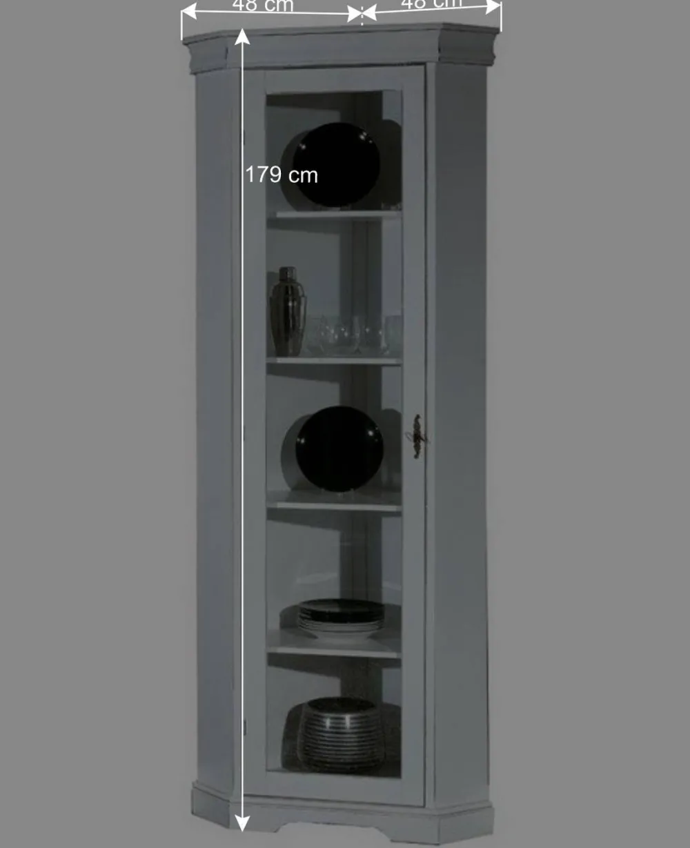 Wohnen Vitrinen|Wohnzimmer-Vitrinen*Elegante Eckvitrine im Vintage Landhaus Look - Zarinas