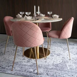 Wohnen Elegante Esstischgruppe in Rund - Nathan (fünfteilig)