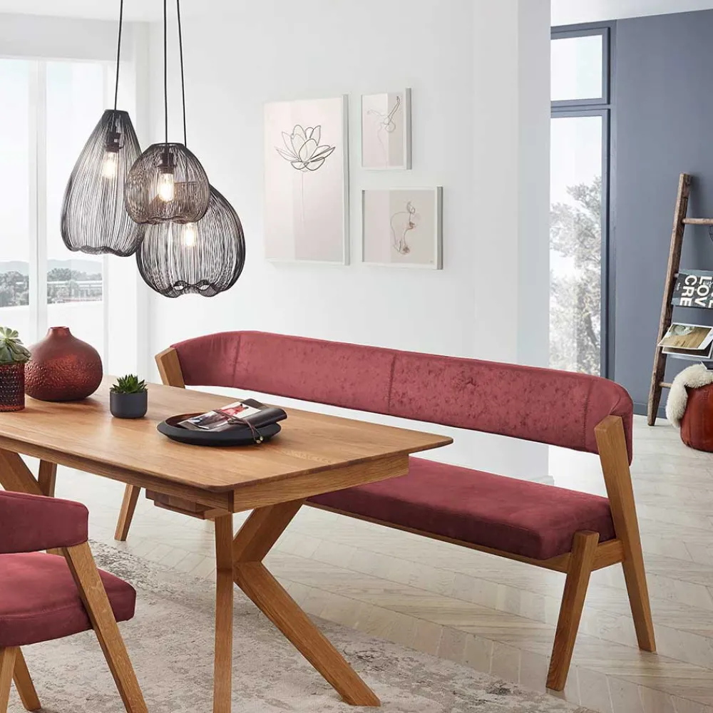 Wohnen Elegante Esszimmer-Bank in Rot & Wildeiche - Ovenciana