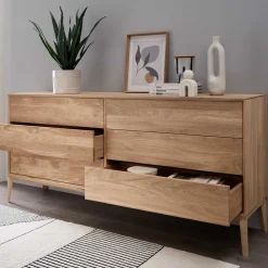 Wohnen Elegante Kommode aus Wildeiche Bianco geölt - Lamia