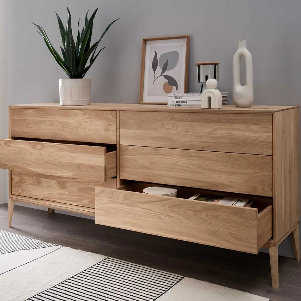 Wohnen Elegante Kommode aus Wildeiche Bianco geölt - Lamia